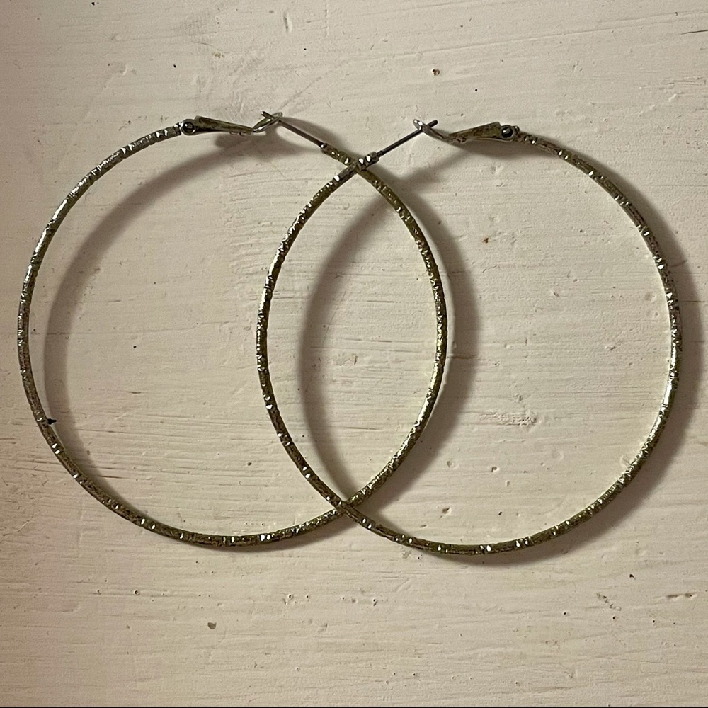 Textured faux silver hoops